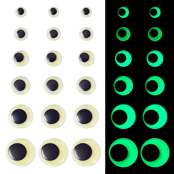 625 шт. 6 стили светящиеся ПВХ кабошоны с подвижными глазами, светится в темноте, для изготовления кукол, полукруглый
