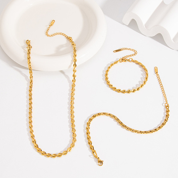 304 Наборы из цепочек, ожерелий и браслетов из нержавеющей стали для унисекс