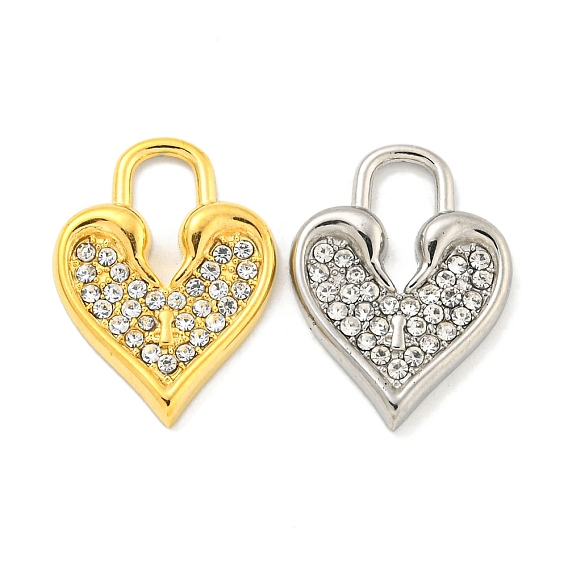 304 подвески из нержавеющей стали, с кристально горный хрусталь, сердце блокировки прелести