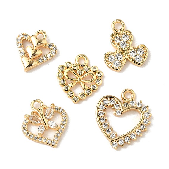 Латунные микро проложить кубического циркония подвески, сердце прелести