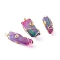 Electroplate Natural Quartz Crystal Pendants, with Eco-Friendly Golden Copper Jewelry Wire, Nuggets, Rough Raw