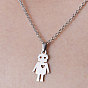 201 Stainless Steel Robot with Heart Pendant Necklace