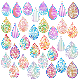 32 шт. 16 стиль распыленная краска 201 & 340 & 430 подвески из нержавеющей стали, гравированные металлические украшения, очарование слезы