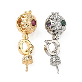 Латунный микро-паве кубический цирконий, круглые, за половину пробурено бисера