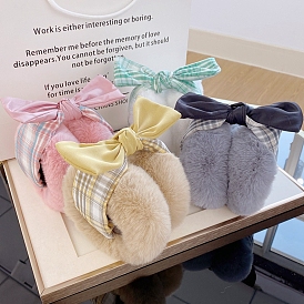 Cache-oreilles bandeau pliable en laine pour femmes, cache-oreilles d'hiver en plein air, Avec du bowknot en coton