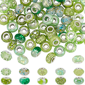 100Pcs 10 Styles Resin European Beads, Large Hole Beads, Rondelle
