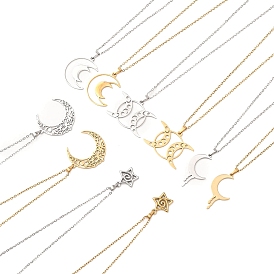 304 Подвеска в виде луны и звезды из нержавеющей стали, цепочка-удлинитель для мужчин и женщин