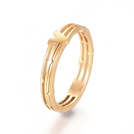 Ion Plating(IP) 304 Stainless Steel Finger Rings, Chevron Ring
