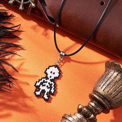 Бусины Miyuki Delica с подвеской в виде черепа на Хэллоуин, ожерелья из вощеного хлопкового шнура для женщин