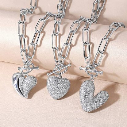 Ожерелье с кулоном из кубического циркония, сердце