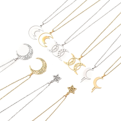 304 Подвеска в виде луны и звезды из нержавеющей стали, цепочка-удлинитель для мужчин и женщин