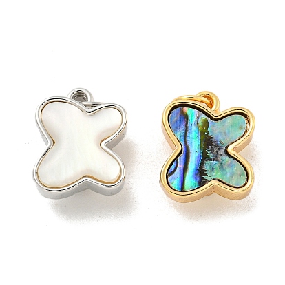 Brass Magnetic Clasps, Cadmium Free & Nickel Free & Lead Free, with Jump Ring and Paua Shell, Butterfly