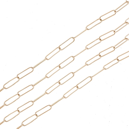 Brass Round Oval Paperclip Chain Necklace Making, with Lobster Claw Clasps