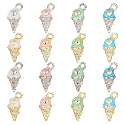 24 шт 8 стили подвески из цинкового сплава с эмалью, мороженое прелести, платиной и золотом