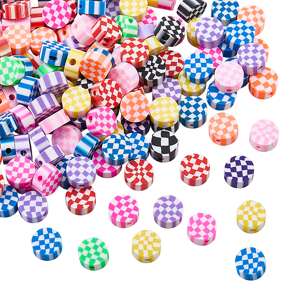 300 perles d'argile polymère faites à la main, plat rond