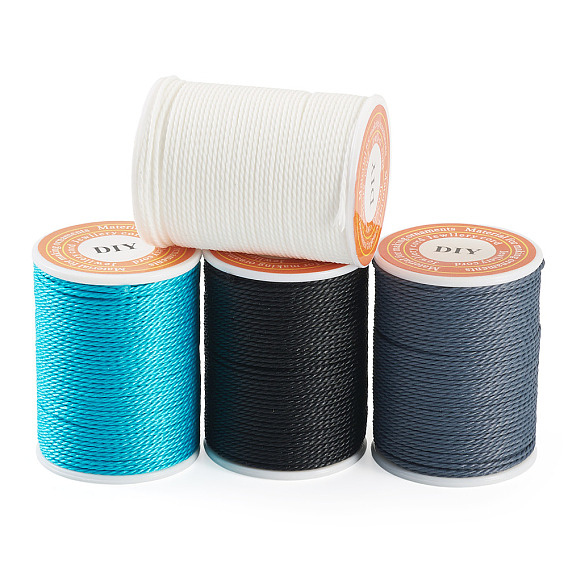 4 Rolls 4 Colors Round Waxed Polyester Cord, Taiwan Waxed Cord, Twisted Cord