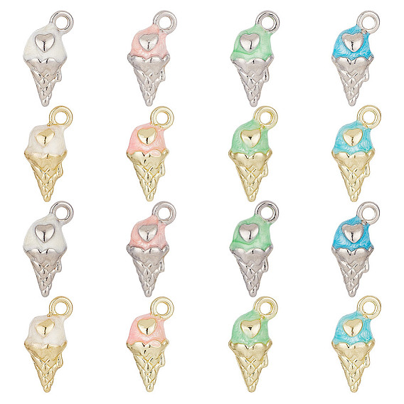 24 шт 8 стили подвески из цинкового сплава с эмалью, мороженое прелести, платиной и золотом