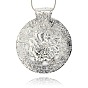 Vintage Tibetan Style Alloy Flat Round with Flower Large Pendants, 71x61x1mm, Hole: 4mm