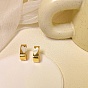 Alloy with Resin Stud Earrings, Rectangle with Heart