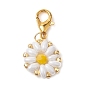 Glass Flower Pendants Decorations, with Alloy Lobster Claw Clasps