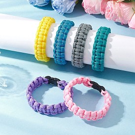 6Pcs 6 Colors 7 Inner Cores Polyester & Spandex Cord Braided Bracelets for Men Women, with Plastic Quick Side Release Buckles