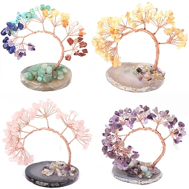 Natural Gemstone Tree Sculpture Display Decorations, for Home Office Desk