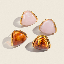 Треугольник 304 из нержавеющей стали серьги, реальный 18 k позолоченный