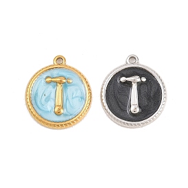 304 нержавеющей стальной эмали подвески, плоская круглая подвеска с буквой Т, ионное покрытие (ip)