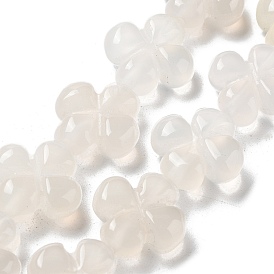Naturelles agate perles blanches de brins, Flower 4 pétales
