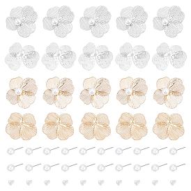 Набор для изготовления серег своими руками, включая железные колпачки, пластиковые гайки для ушей, пластиковые жемчужины жемчужина серьги