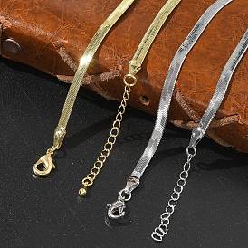 4мм стойка покрытие латунные цепочки елочка ожерелья для женщин мужчин, без кадмия и без свинца, 901 застежка из нержавеющей стали, долговечный