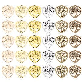 60 шт 6 цвета подвески из сплава, сердце с подвеской в виде дерева