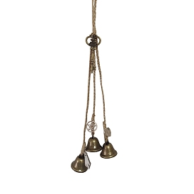 Carillons éoliens en toile de jute, décorations pendentif clé, charmes de cloche de sorcière en métal