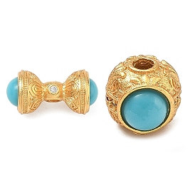 Латунные микропаве из прозрачного кубического циркония, С бисером бирюзы смолы, реальный 24 k позолоченный