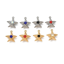 304 подвески из нержавеющей стали, очарование морской звезды, со стразами