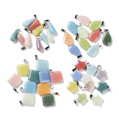 Подвески из синтетического серебристого камня в виде капли/ромба/звезды/светящегося камня, светящиеся в темноте подвески с цветным покрытием из нержавеющей стали 201 защелкивающиеся дужки из нержавеющей стали