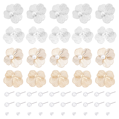 Набор для изготовления серег своими руками, включая железные колпачки, пластиковые гайки для ушей, пластиковые жемчужины жемчужина серьги