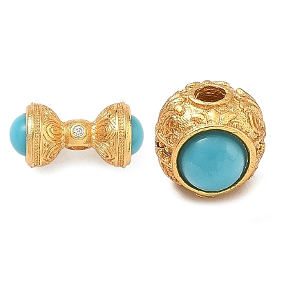 Латунные микропаве из прозрачного кубического циркония, С бисером бирюзы смолы, реальный 24 k позолоченный