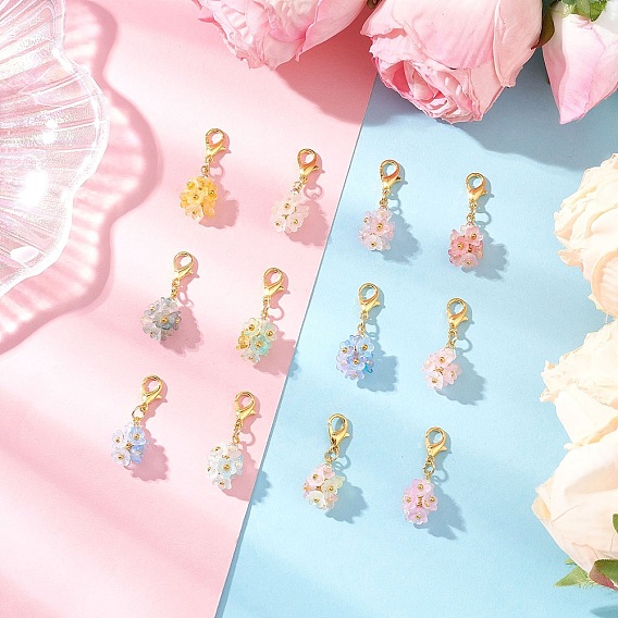 Акриловые подвесные украшения, с цинковым сплавом застежками омаров коготь, цветок