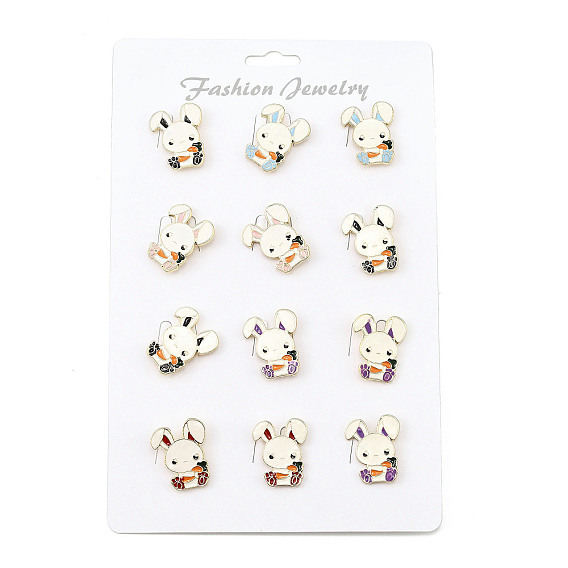 12шт 5 цвета кролик с морковкой эмалевые булавки, булавки для лацканов из сплава для одежды рюкзака