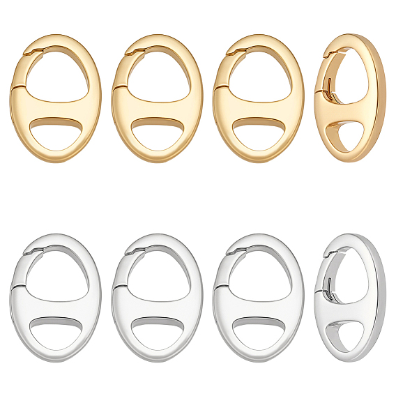 8шт. 2 цвета латунные пружинные затворные кольца, овальные