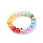 Natural Shell Round Beaded Stretch Ring with Brass for Women