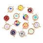 Пластиковая рамка ccb с бусинами из полимерной глины, плоские круглые звенья, подвески-соединители, с латунными двойными петлями, разноцветные