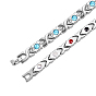 Aquamarine Rhinestone Oval Link Chain Bracelet, Stainless Steel Watch Band Bracelet for Women