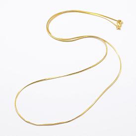 Rack Plating Brass Handmade Necklace Making, Lead Free & Nickel Free, Flat Snake Chains