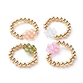 Brass Cubic Zirconia Finger Rings, Flower