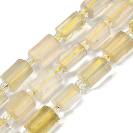 Natural Lemon Quartz Beads Strands, Faceted, Column, with Seed Beads