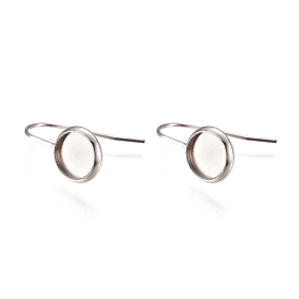 304 Stainless Steel Earring Hooks, Flat Round