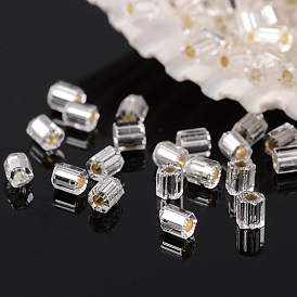 FGB Grade A Glass Seed Beads, Hexagon(Two Cut), Silver Lined