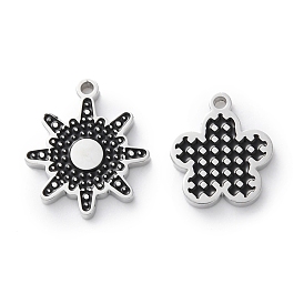 304 Stainless Steel Enamel Charms, Stainless Steel Color, Flower Charm